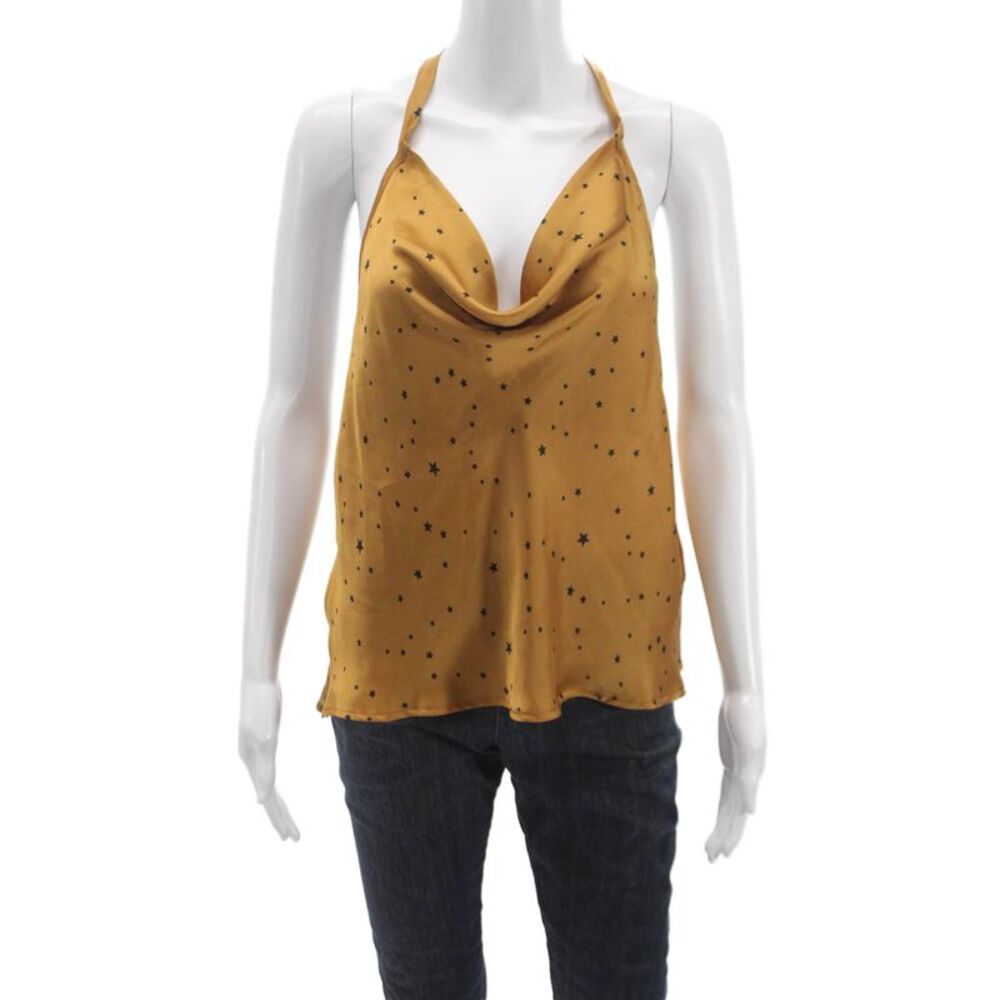Le Lis Women Brown Sleeveless Camisole Polyester Stars Tie Size M
